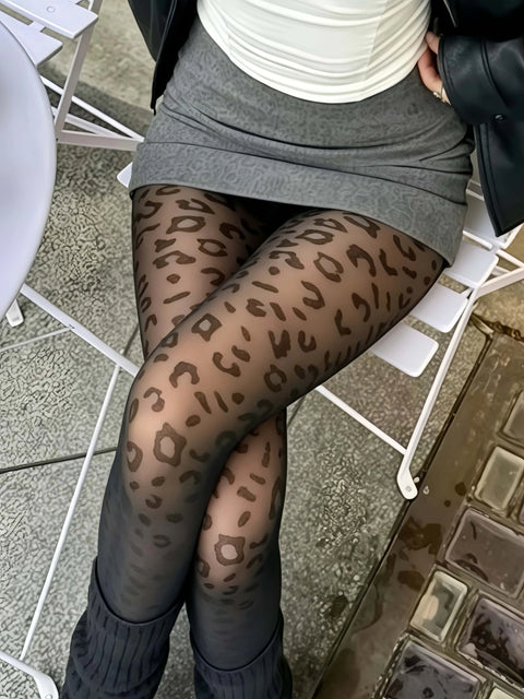 Women‘s Leopard Print Pantyhose High-Stretch Snag-Resistant Tights Sexy Fashionable Hosiery for Date Night