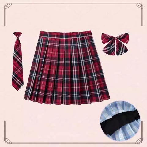 XS- 5XL Women Skirt Preppy Plaid Skirts Inner Shorts High Waist Chic Student Pleated Skirt Harajuku Uniforms Ladies Girls Dance