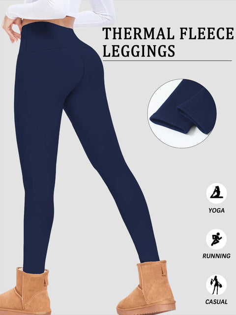 Plus Size Women's fleece-lined leggings Features thick soft fabric tummy control and thermal warmth for winter workout