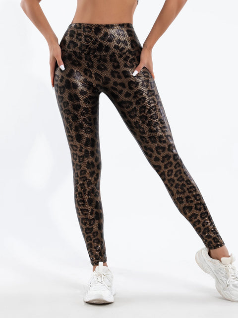 New High-waisted Skin-tight Leopard Print Leggings Women Fashion Europe And America Sexy Slim Stretch Nine-point Pants Women