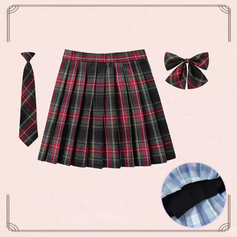 XS- 5XL Women Skirt Preppy Plaid Skirts Inner Shorts High Waist Chic Student Pleated Skirt Harajuku Uniforms Ladies Girls Dance