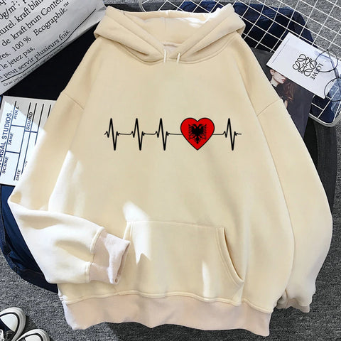 Albania hoodies women funny long sleeve top graphic sweat y2k pulls sweatshirts female gothic Hooded Shirt
