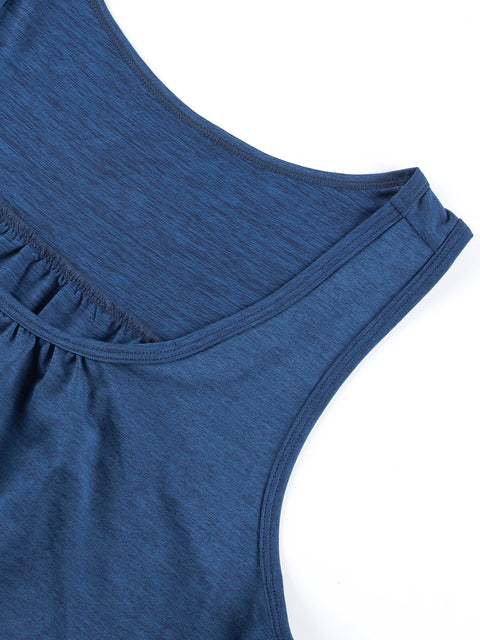 Women's V-Neck Pleated Vests Casual Sleeveless Tank Tops Solid Color Knit Summer Comfortable Vest Breathable Loose Tank Tops