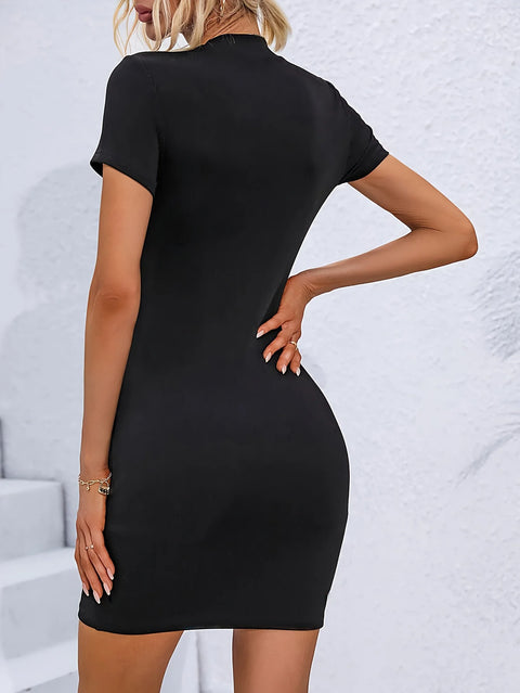 Plus Size Women's Sexy 3D Sculpted Wrap Dress Stretchy Breathable Dress Style with Artistic Skull Text Print Round Neck Dress