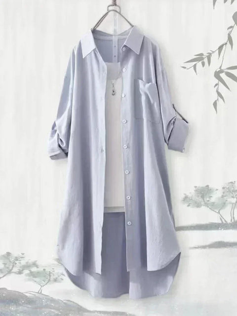 Plus Size Korean Style Women Tops Blouses Loose Breathable Casual Shirts Simple Solid Female Long Sleeved Blouses Hot Clothing