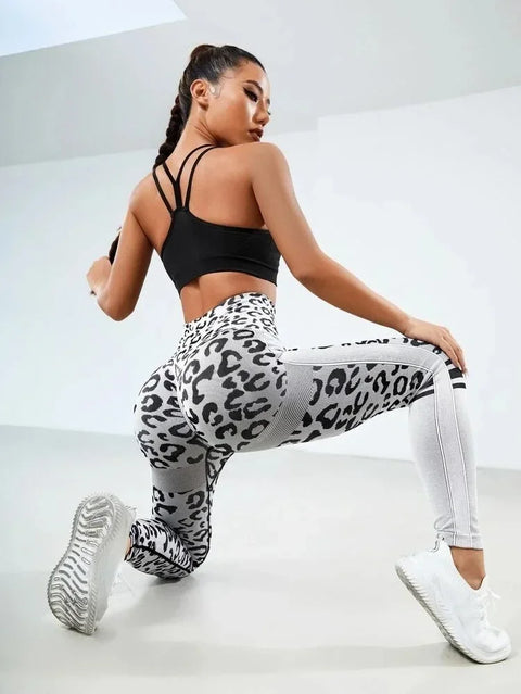 Leopard Print Leggings Women High Waist Seamless Leggings Fitness Hip Liftting Knit Fashion Tights Gym Trainning Yoga Leggings