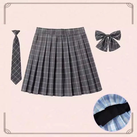 XS- 5XL Women Skirt Preppy Plaid Skirts Inner Shorts High Waist Chic Student Pleated Skirt Harajuku Uniforms Ladies Girls Dance