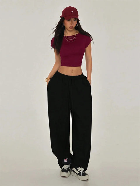 Sexy Backless Short Sleeve T Shirt Women Summer Grunge Y2K Clothes High Street Style Plain Black Crop Tee Top Streetwear 2024