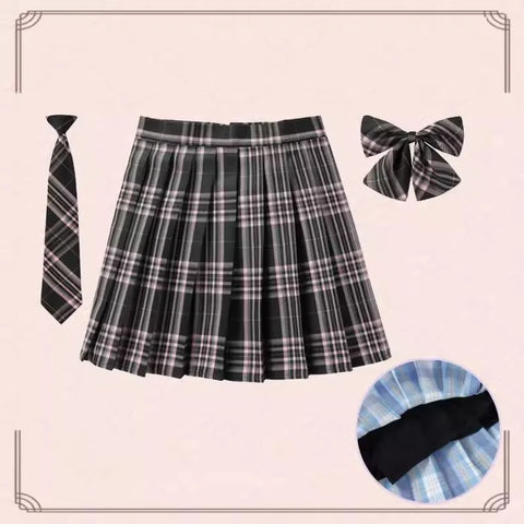 XS- 5XL Women Skirt Preppy Plaid Skirts Inner Shorts High Waist Chic Student Pleated Skirt Harajuku Uniforms Ladies Girls Dance