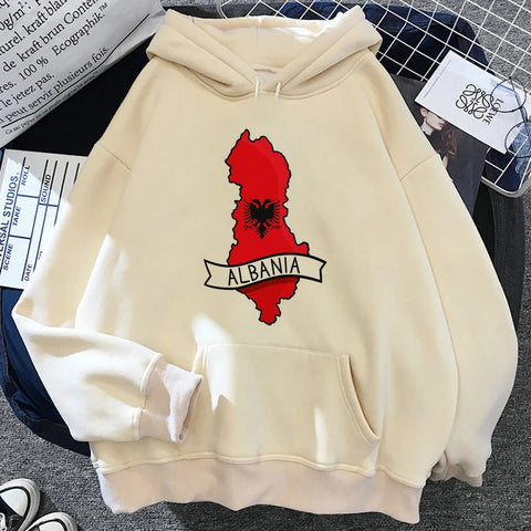 Albania hoodies women funny long sleeve top graphic sweat y2k pulls sweatshirts female gothic Hooded Shirt