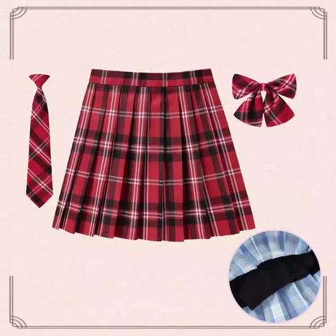 XS- 5XL Women Skirt Preppy Plaid Skirts Inner Shorts High Waist Chic Student Pleated Skirt Harajuku Uniforms Ladies Girls Dance