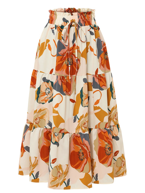 Long Skirts for Women Clothing Fashion Clothes Y2k Skirt Harajuku Bohemian Party Fairy Hotsweet Summer Bohemian Print Casual