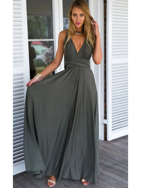 Sexy Women Multiway Wrap Convertible Boho Maxi Club Red Dress Bandage Long Dress Party Bridesmaids Infinity Robe Longue Femme