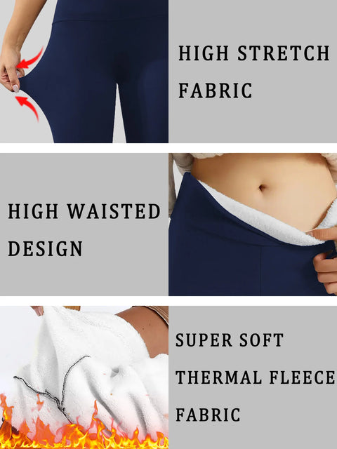 Plus Size Women's fleece-lined leggings Features thick soft fabric tummy control and thermal warmth for winter workout