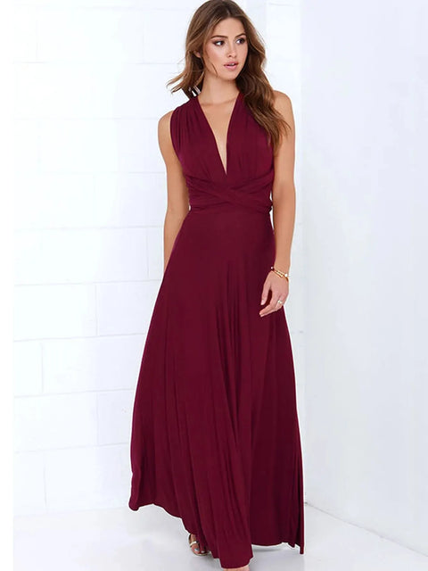 Sexy Women Multiway Wrap Convertible Boho Maxi Club Red Dress Bandage Long Dress Party Bridesmaids Infinity Robe Longue Femme