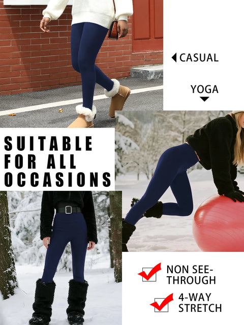 Plus Size Women's fleece-lined leggings Features thick soft fabric tummy control and thermal warmth for winter workout