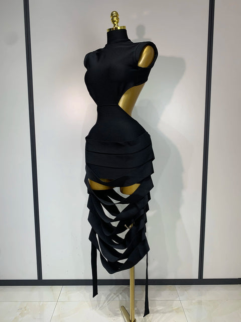 Women Sexy Backless Cut Out Bodycon Bandage Dress 2025 Black Celebrity Elegant Evening Party Birthday Fancy Club Dresses