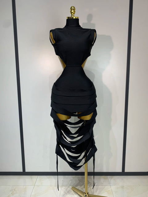 Women Sexy Backless Cut Out Bodycon Bandage Dress 2025 Black Celebrity Elegant Evening Party Birthday Fancy Club Dresses