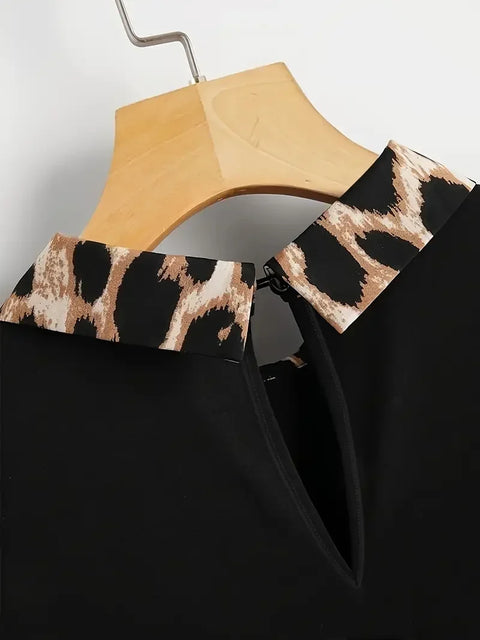 Plus Size Fashion Women's Long Sleeved Leopard Printed Shirt Ladies Spring/Autumn Fashion Lapel Collar Loose Casual Blouse