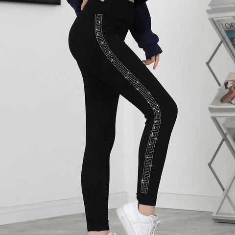 New High-waist Leggings Women Spring Autumn Fashionable Versatile Ironing Pants Women Autumn Winter Velvet Warm Pants