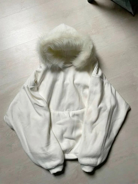 Plush liner gothic letter Hoodie street american 90s hip hop rock aesthetic punk chic harajuku retro emo girl silm womens Hoodie