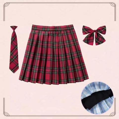 XS- 5XL Women Skirt Preppy Plaid Skirts Inner Shorts High Waist Chic Student Pleated Skirt Harajuku Uniforms Ladies Girls Dance