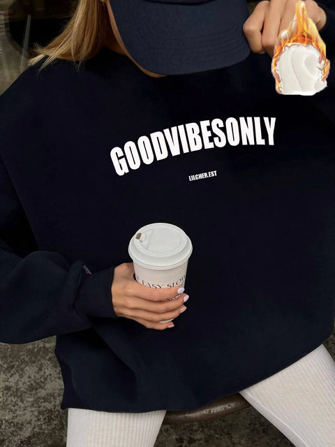 Hirsionsan Letter Print Loose O Neck Sweatshirt Women Korean Casual Pullovers Oversized Warm Loose  Female Sportwear 2023 New