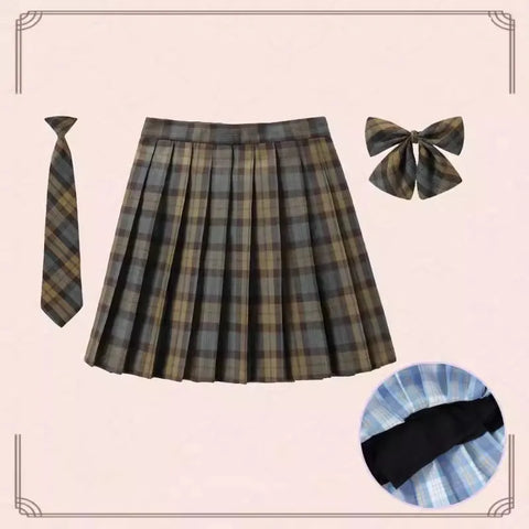 XS- 5XL Women Skirt Preppy Plaid Skirts Inner Shorts High Waist Chic Student Pleated Skirt Harajuku Uniforms Ladies Girls Dance