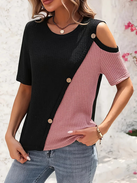 Women Plus Size Woven Spring And Summer T-shirt