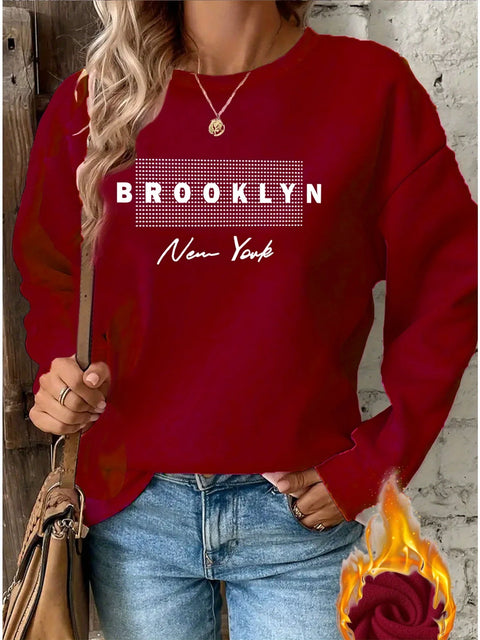 Women's Casual Heart Print Pullover Sweatshirt Geometric Design Long Sleeve Round Neck Machine Washable Regular Fit for Autum