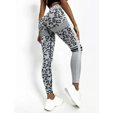 Leopard Print Leggings Women High Waist Seamless Leggings Fitness Hip Liftting Knit Fashion Tights Gym Trainning Yoga Leggings