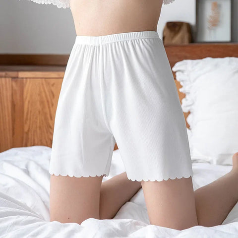 ITOOLIN Women Ice Silk Boxer Shorts Safety Shorts Seamless Underwear Mid-Rised Intimates Anti-Emptied Summer Safety Short Pants