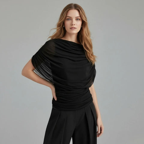 Tsiisd Black Sexy Pleats T-Shirt Top For Women Fashion Sleeveless Streetwear Casual Patchwork Pullover Summer 2026 Female Tee