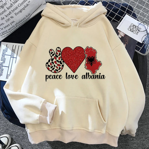 Albania hoodies women funny long sleeve top graphic sweat y2k pulls sweatshirts female gothic Hooded Shirt