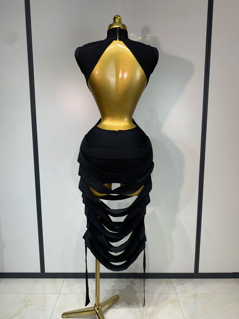 Women Sexy Backless Cut Out Bodycon Bandage Dress 2025 Black Celebrity Elegant Evening Party Birthday Fancy Club Dresses