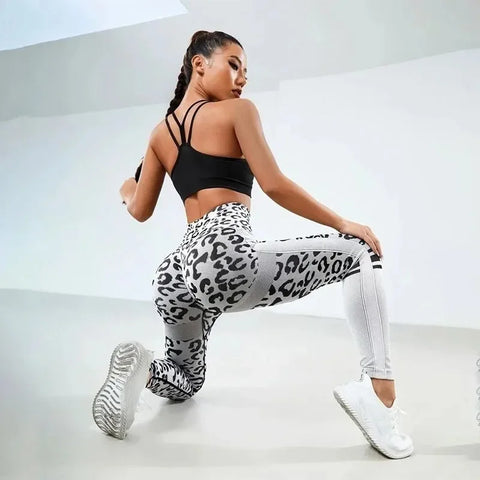 Leopard Print Leggings Women High Waist Seamless Leggings Fitness Hip Liftting Knit Fashion Tights Gym Trainning Yoga Leggings