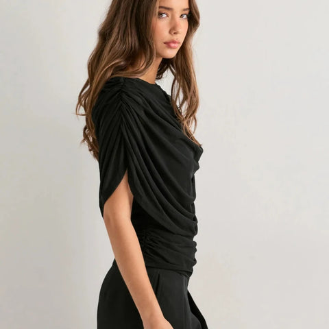 Tsiisd Black Sexy Pleats T-Shirt Top For Women Fashion Sleeveless Streetwear Casual Patchwork Pullover Summer 2026 Female Tee