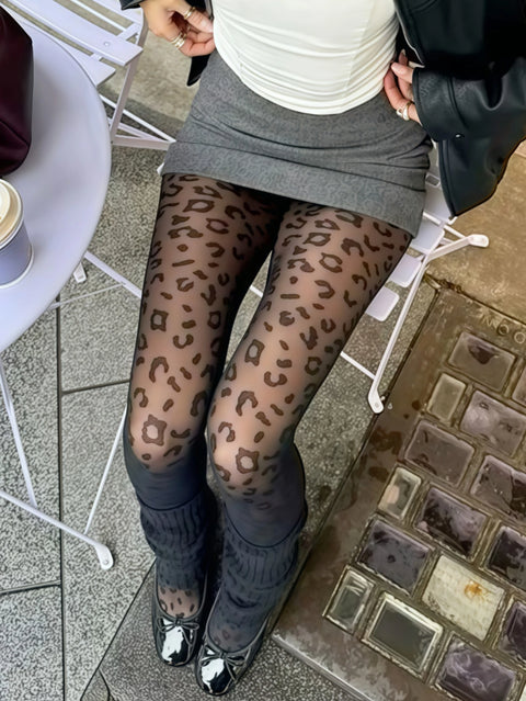 Women‘s Leopard Print Pantyhose High-Stretch Snag-Resistant Tights Sexy Fashionable Hosiery for Date Night