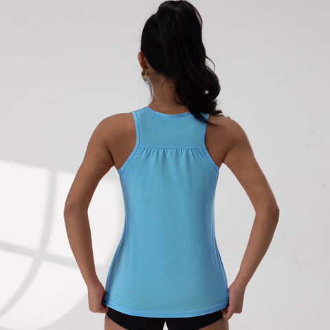 Women's V-Neck Pleated Vests Casual Sleeveless Tank Tops Solid Color Knit Summer Comfortable Vest Breathable Loose Tank Tops