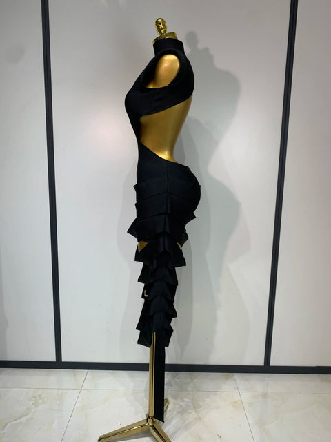 Women Sexy Backless Cut Out Bodycon Bandage Dress 2025 Black Celebrity Elegant Evening Party Birthday Fancy Club Dresses