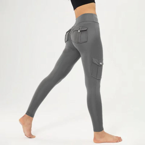 Women's Fitness Compression Pocket Yoga Leggings | High-Waist Tummy Control & Hip Lift | Naked Feeling & Quick-Dry | Multi-Pocke