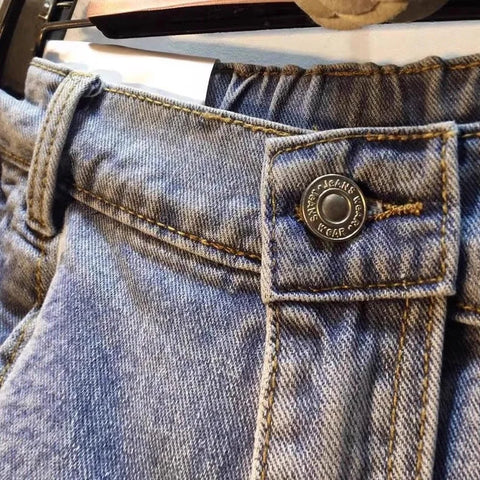 2026 Summer New Embroidery Letter High Waist Cargo Pocket Denim Shorts Women