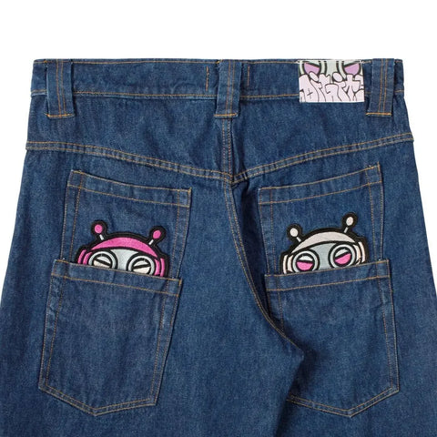 Unique Black Jeans with Charming White Cat Print Design Women's Fashion Harajuku Y2K Causal Personality Straight Wide Leg Pants