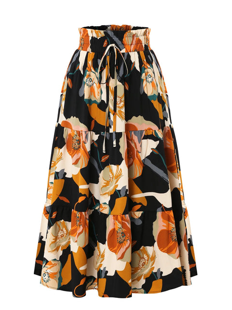 Long Skirts for Women Clothing Fashion Clothes Y2k Skirt Harajuku Bohemian Party Fairy Hotsweet Summer Bohemian Print Casual