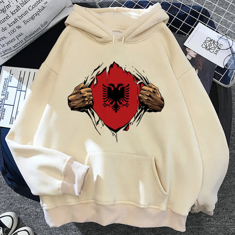 Albania hoodies women funny long sleeve top graphic sweat y2k pulls sweatshirts female gothic Hooded Shirt