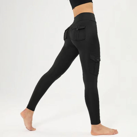 Women's Fitness Compression Pocket Yoga Leggings | High-Waist Tummy Control & Hip Lift | Naked Feeling & Quick-Dry | Multi-Pocke