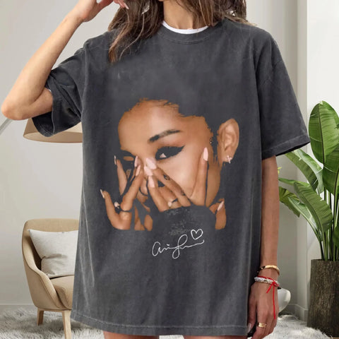 Plus Size Summer Women's Vintage Ariana Grande T-Shirt  Cotton Breathable Stylish Versatile Street Style Oversized