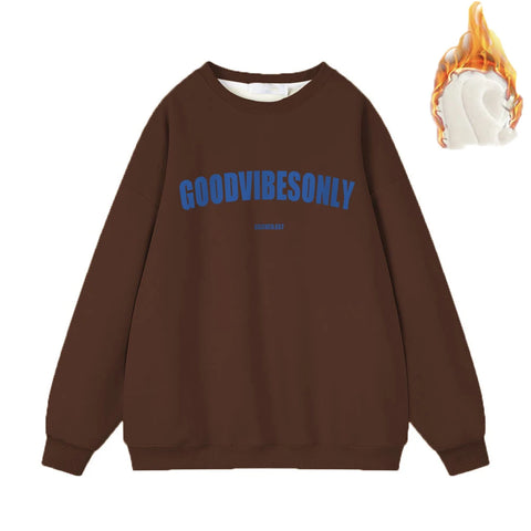 Hirsionsan Letter Print Loose O Neck Sweatshirt Women Korean Casual Pullovers Oversized Warm Loose  Female Sportwear 2023 New