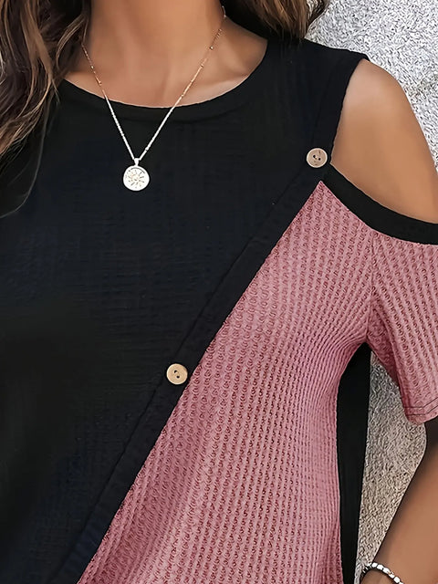 Women Plus Size Woven Spring And Summer T-shirt