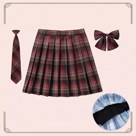 XS- 5XL Women Skirt Preppy Plaid Skirts Inner Shorts High Waist Chic Student Pleated Skirt Harajuku Uniforms Ladies Girls Dance